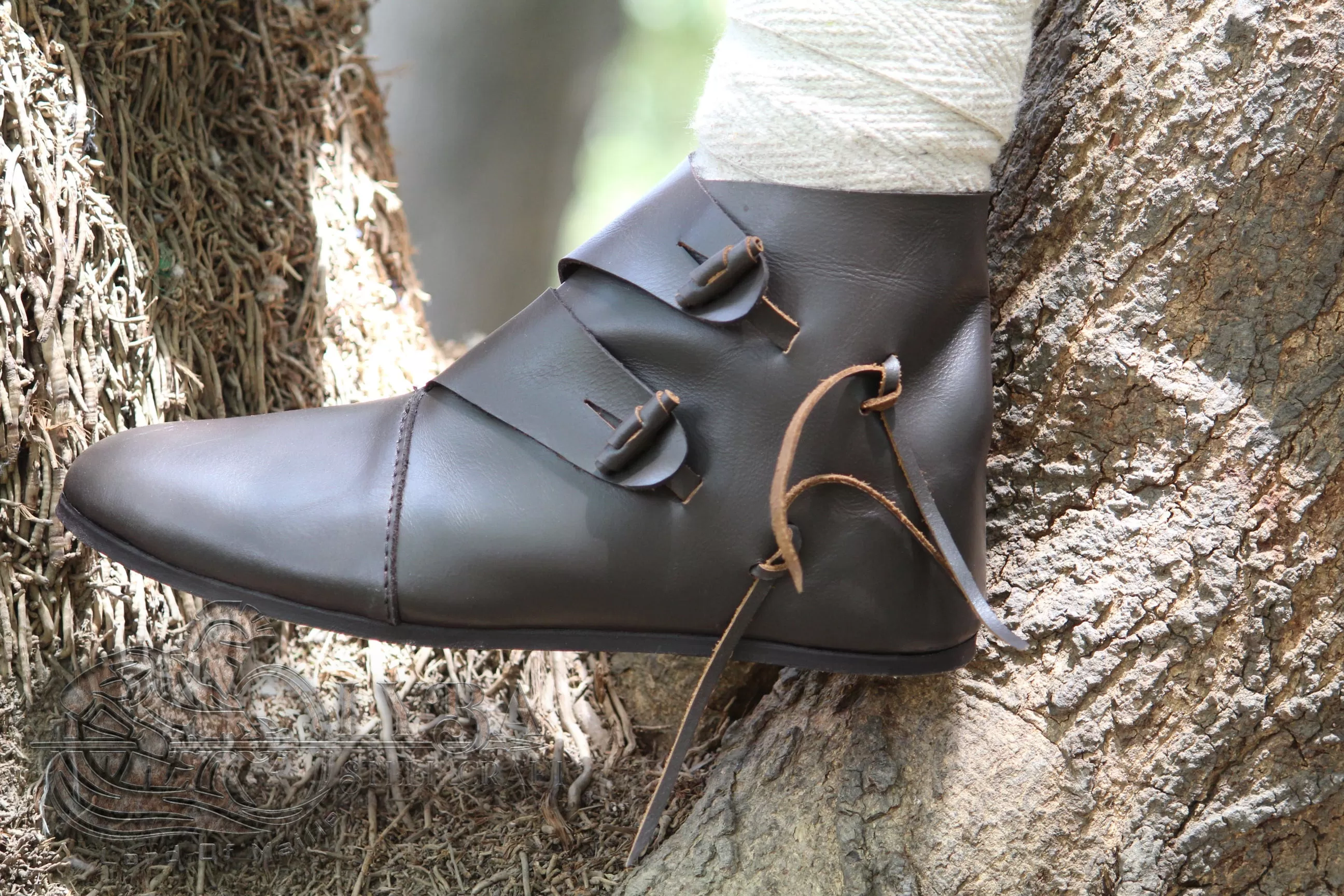 Early medieval Jorvik half boots for the period 1000-1250 AD Half boots with toggle buttons- Dark Brown