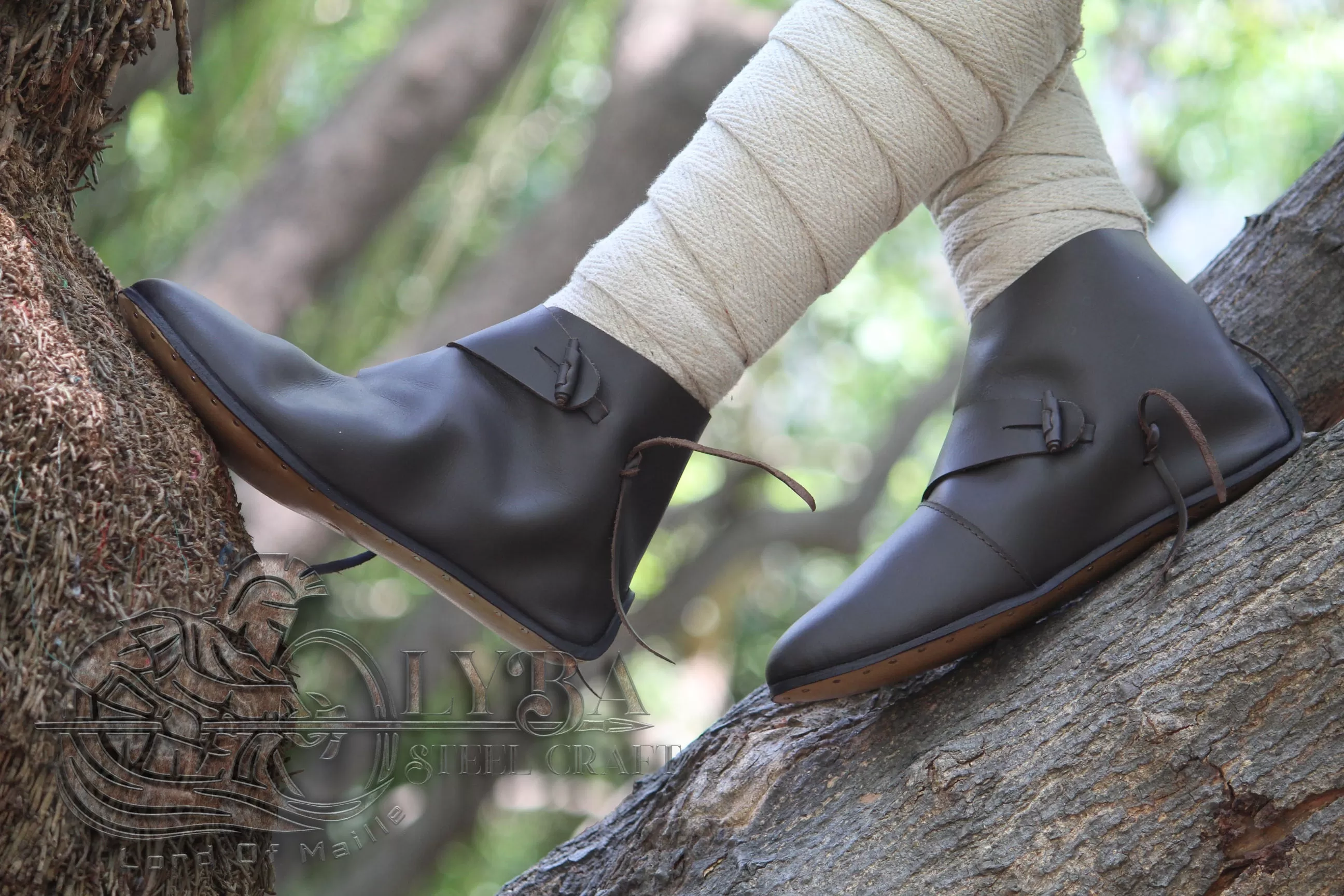 Swafnir - shoes - Viking loafers with leather toggles- Dark Brown