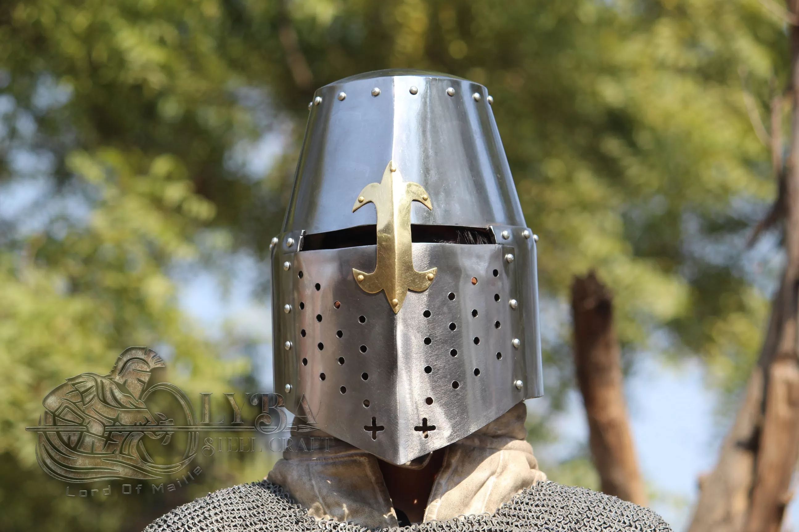 Steel Medieval Sporting Great Helm – 16 Gauge