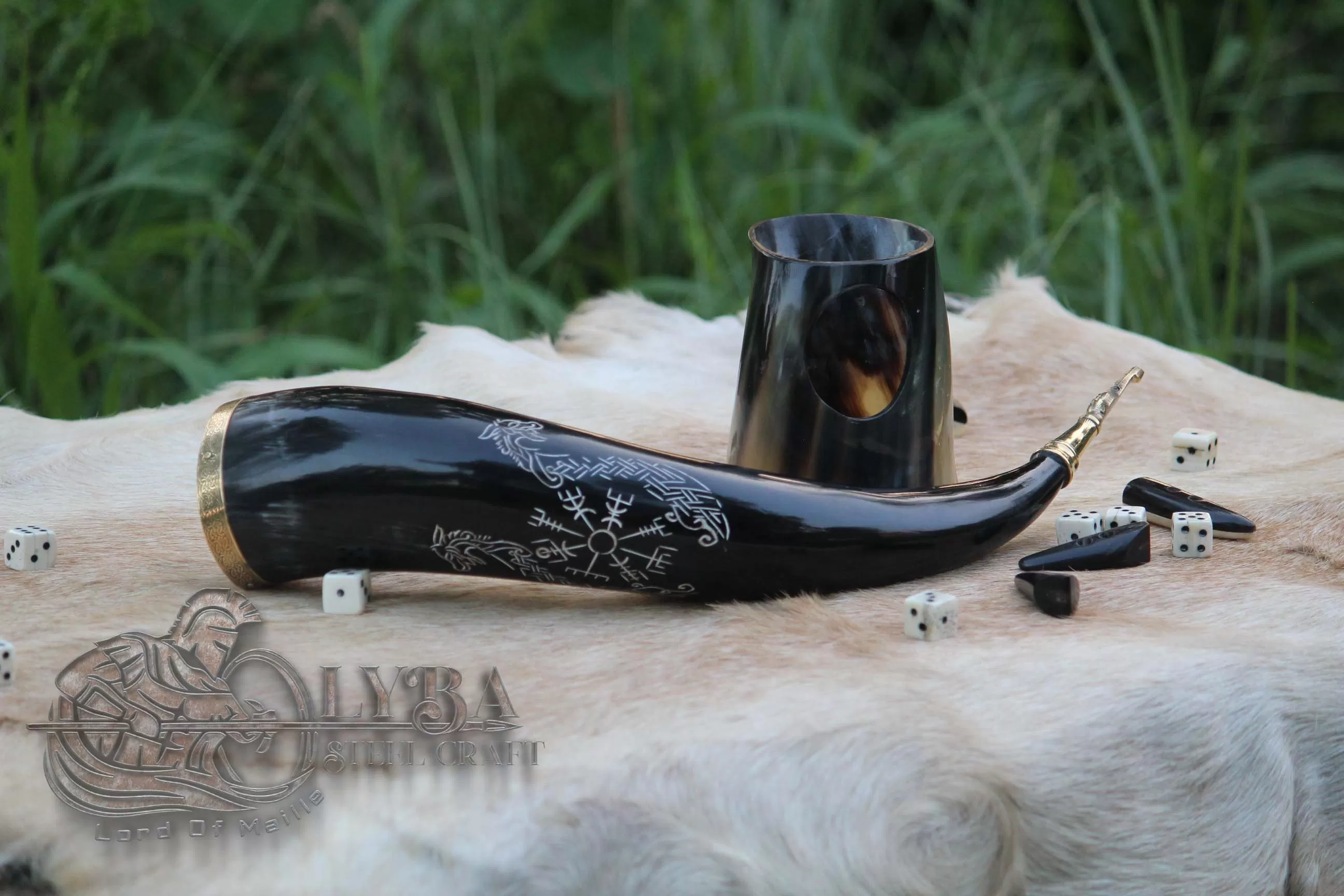 Viking Compass Horn With Jormungandr Handcrafted Genuine Ox Horn Viking Cup Mug Norse LARP, Christmas gift