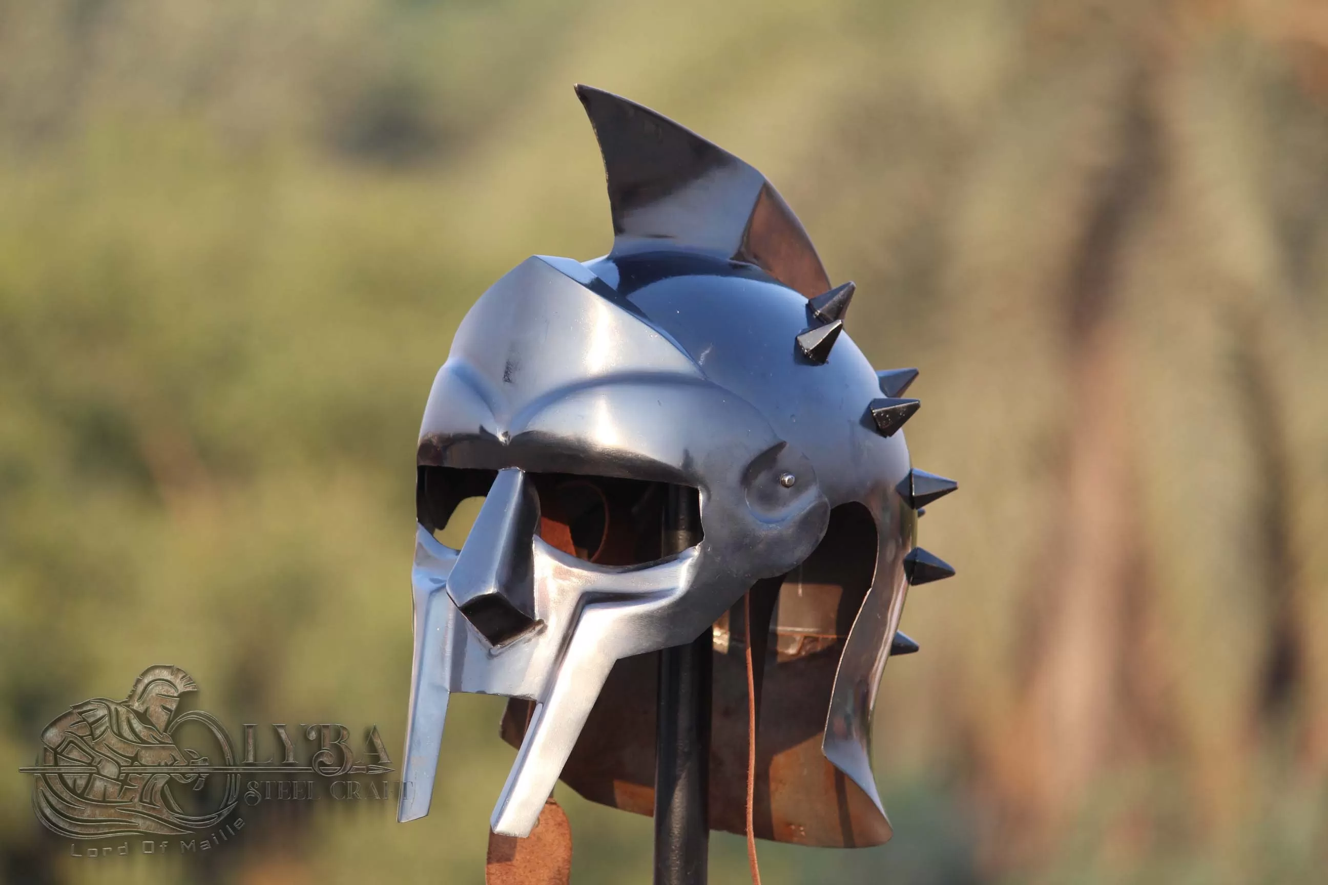 Gladiator Helmet - Spiked Blackened made of 1.2mm Mild Steel