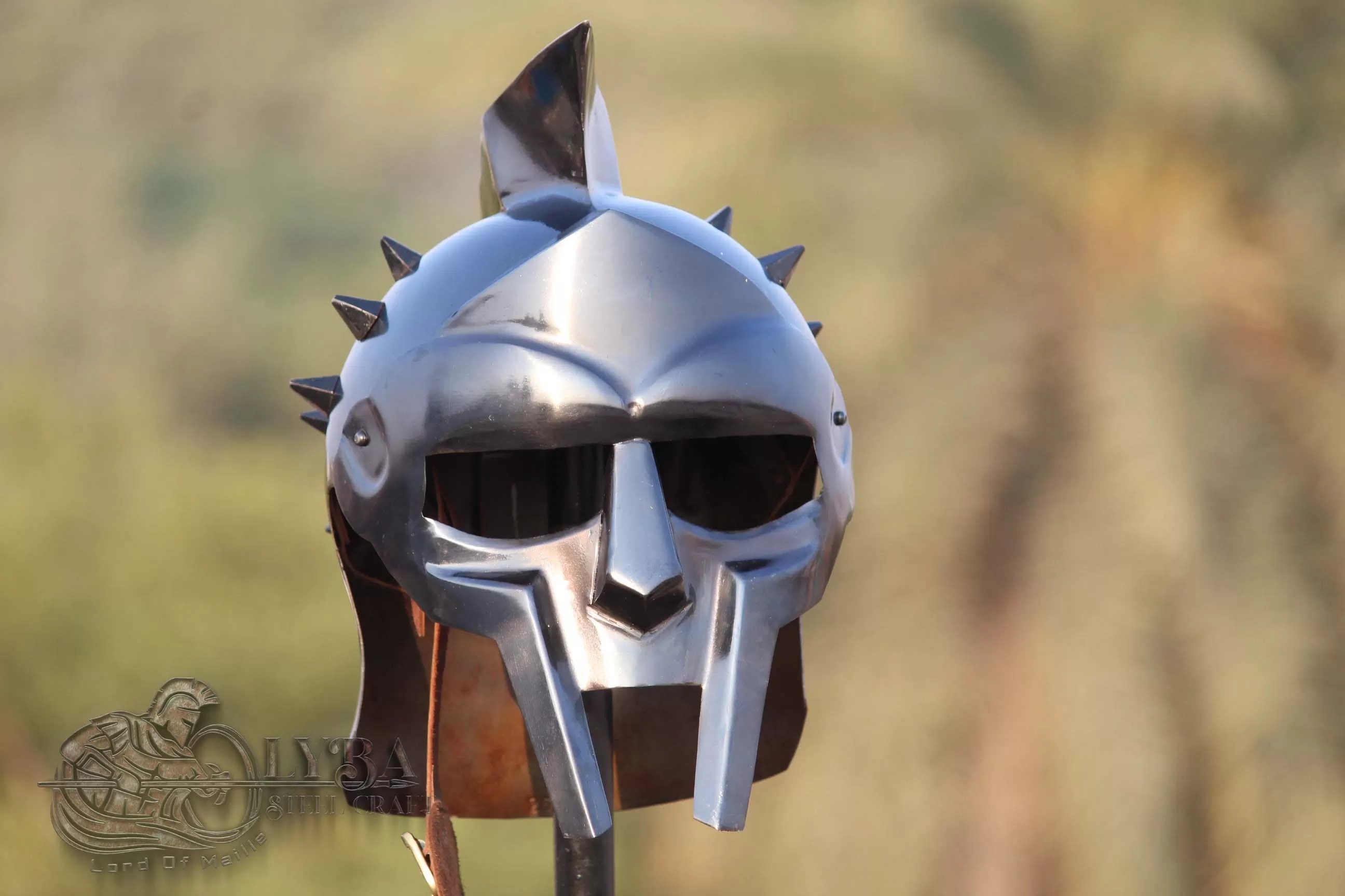 Gladiator Helmet - Spiked Blackened made of 1.2mm Mild Steel