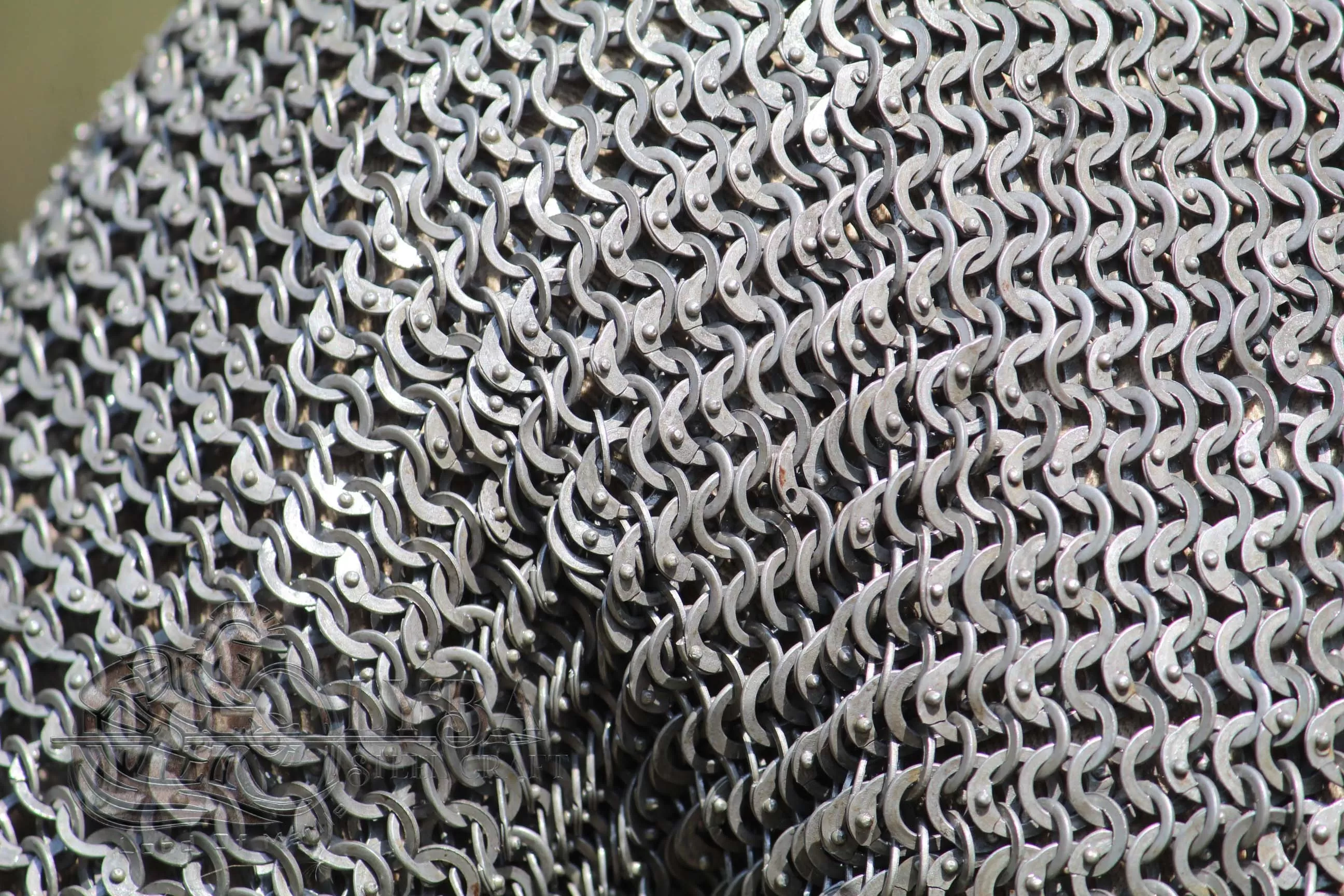 Mild Steel Chainmail Half Haubergeon - Alternating Dome Riveted Flat Rings 6mm