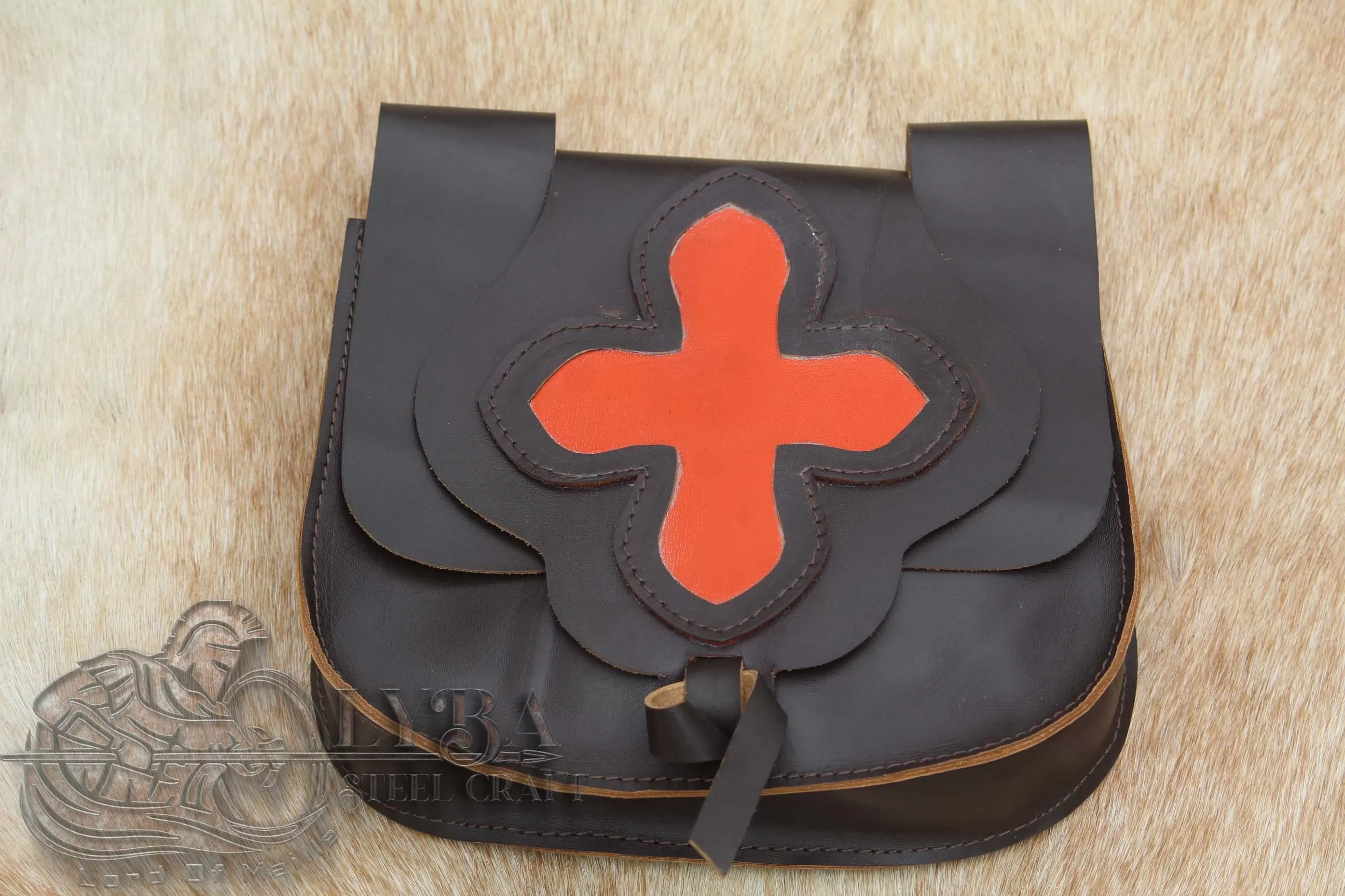 BRENT, Leather Belt Bag Handmade Medieval Leather Purse for Weekend Events and Festivals Larp Event 