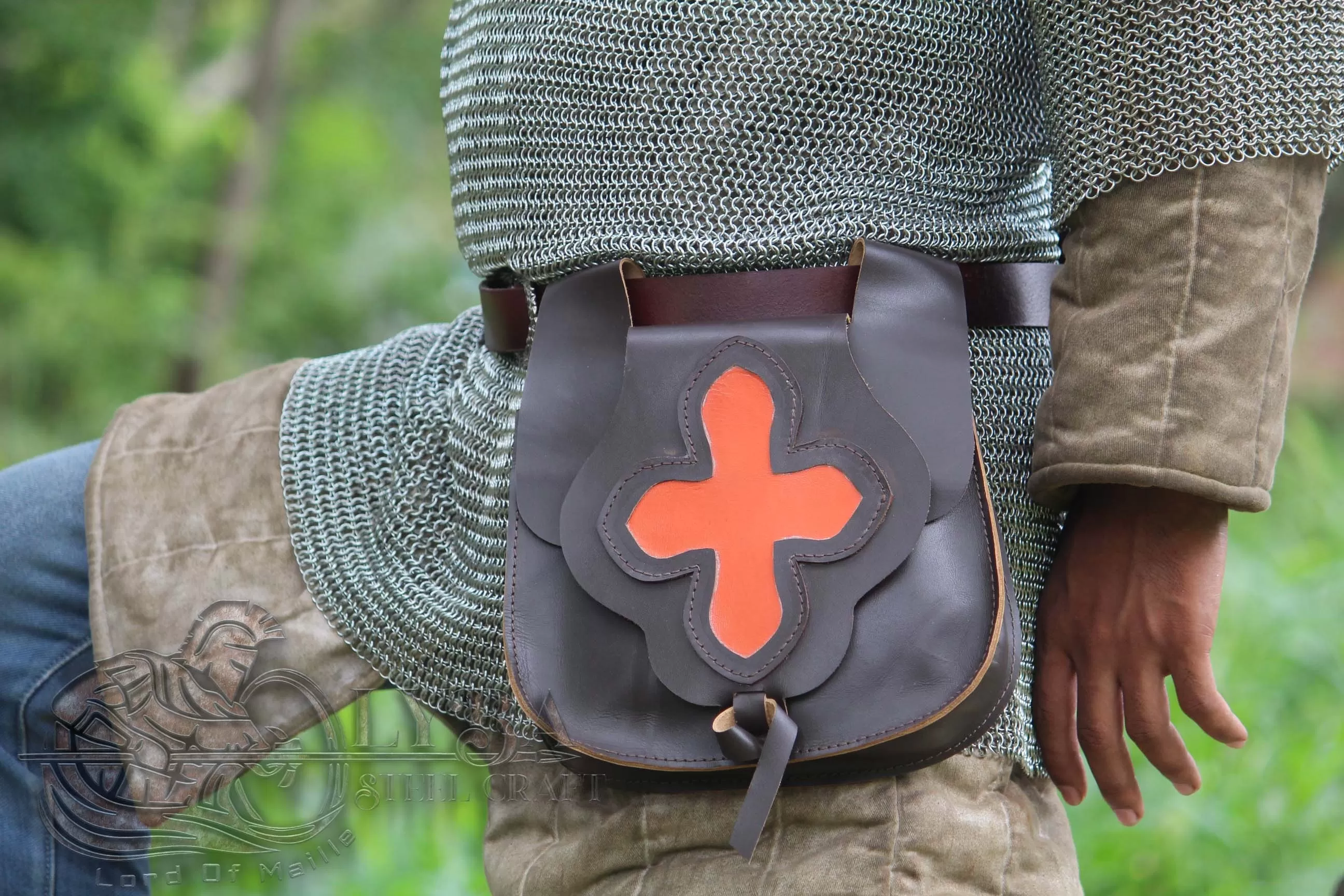 BRENT, Leather Belt Bag Handmade Medieval Leather Purse for Weekend Events and Festivals Larp Event 