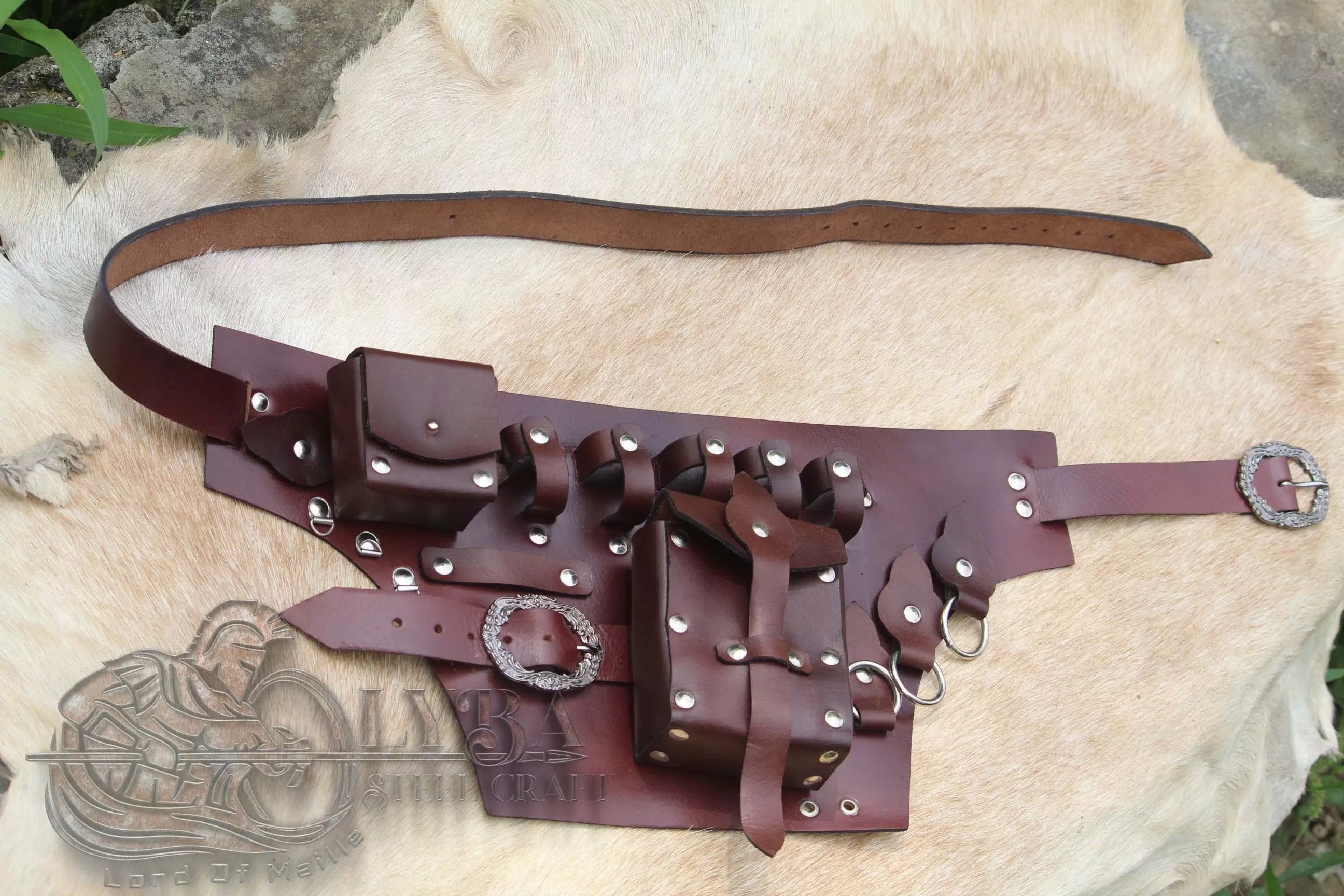 Leather Alchemist Steampunk Belt - druid bottle holder RIGHT side best for Larp Event