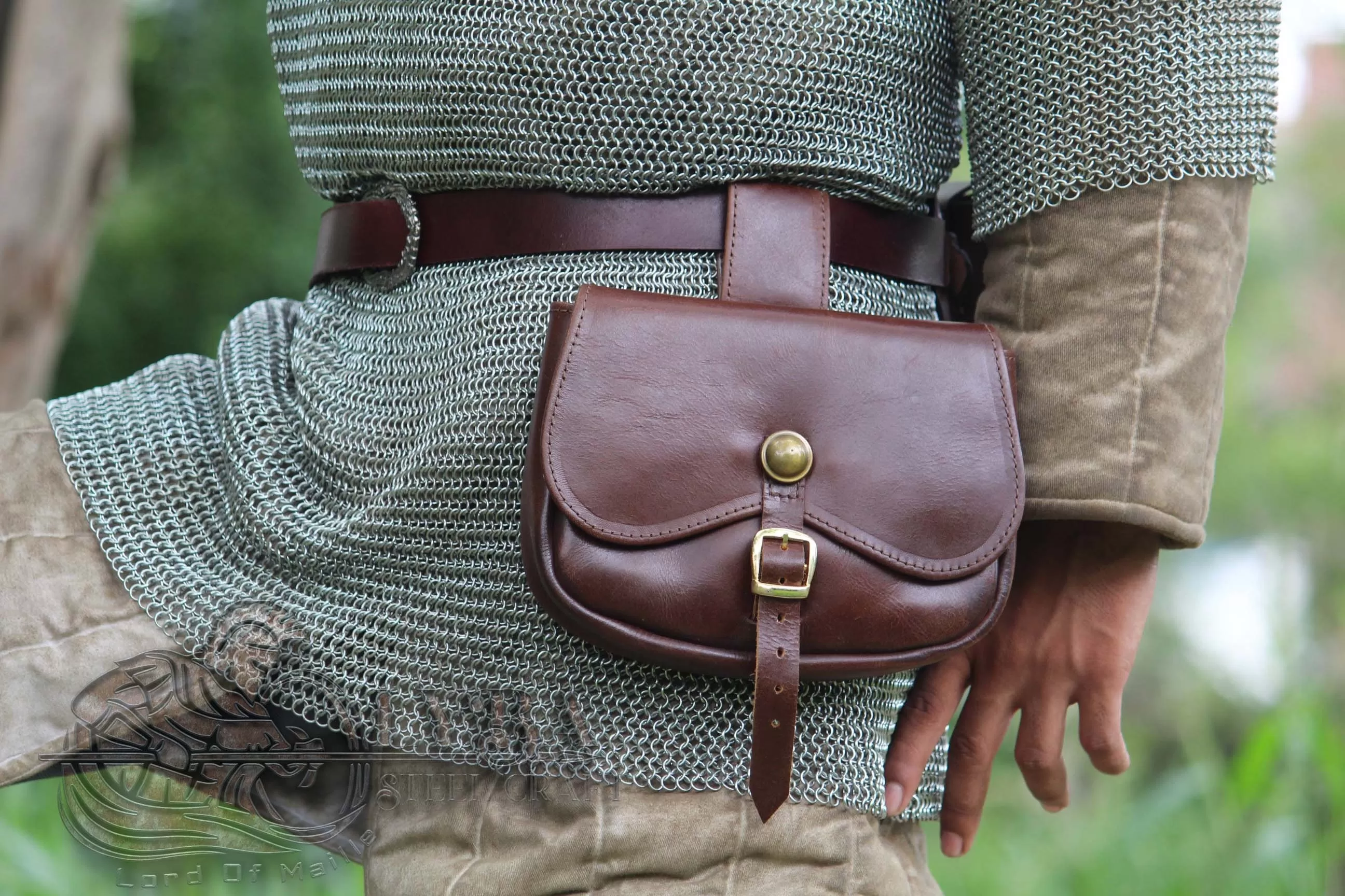 Handmade Medieval Leather Belt Bumbag Pouch Purse for Weekend Events and Festivals Larp Event