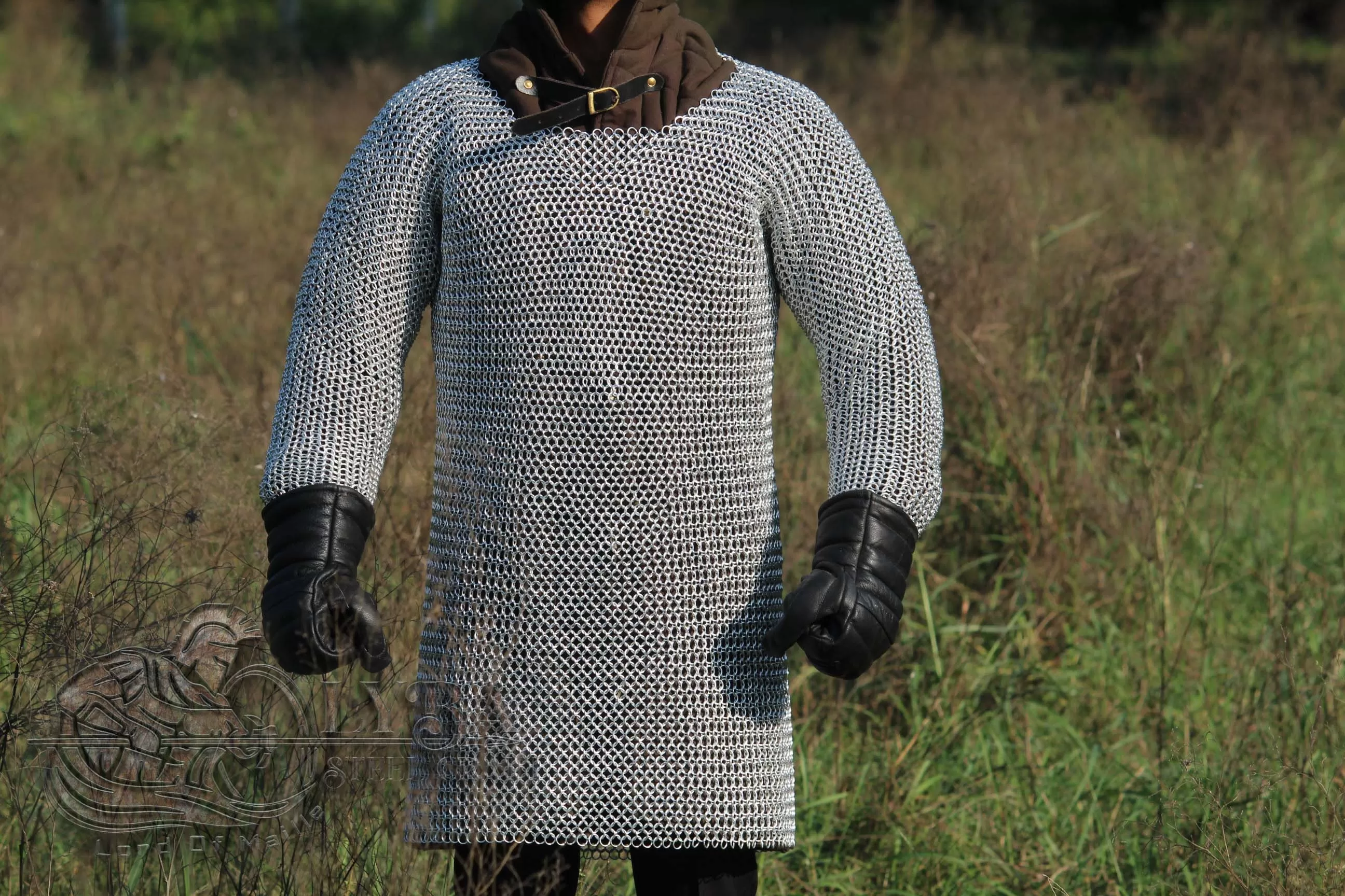 AnNafi® Chain Mail Shirt Armor 9 mm Flat Riveted with Washer Medieval  Armour SCA