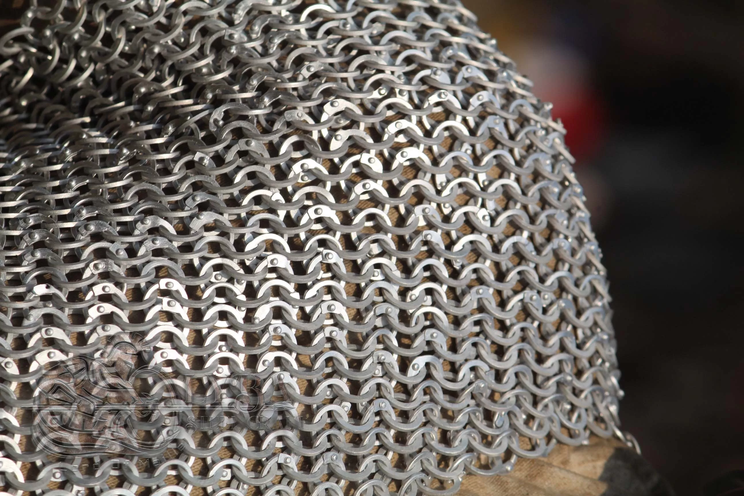 Chainmail Aluminium Sleeveless Haubergoen - Construction 10mm 16 gauge Flat ring alternating solid ring dome riveted