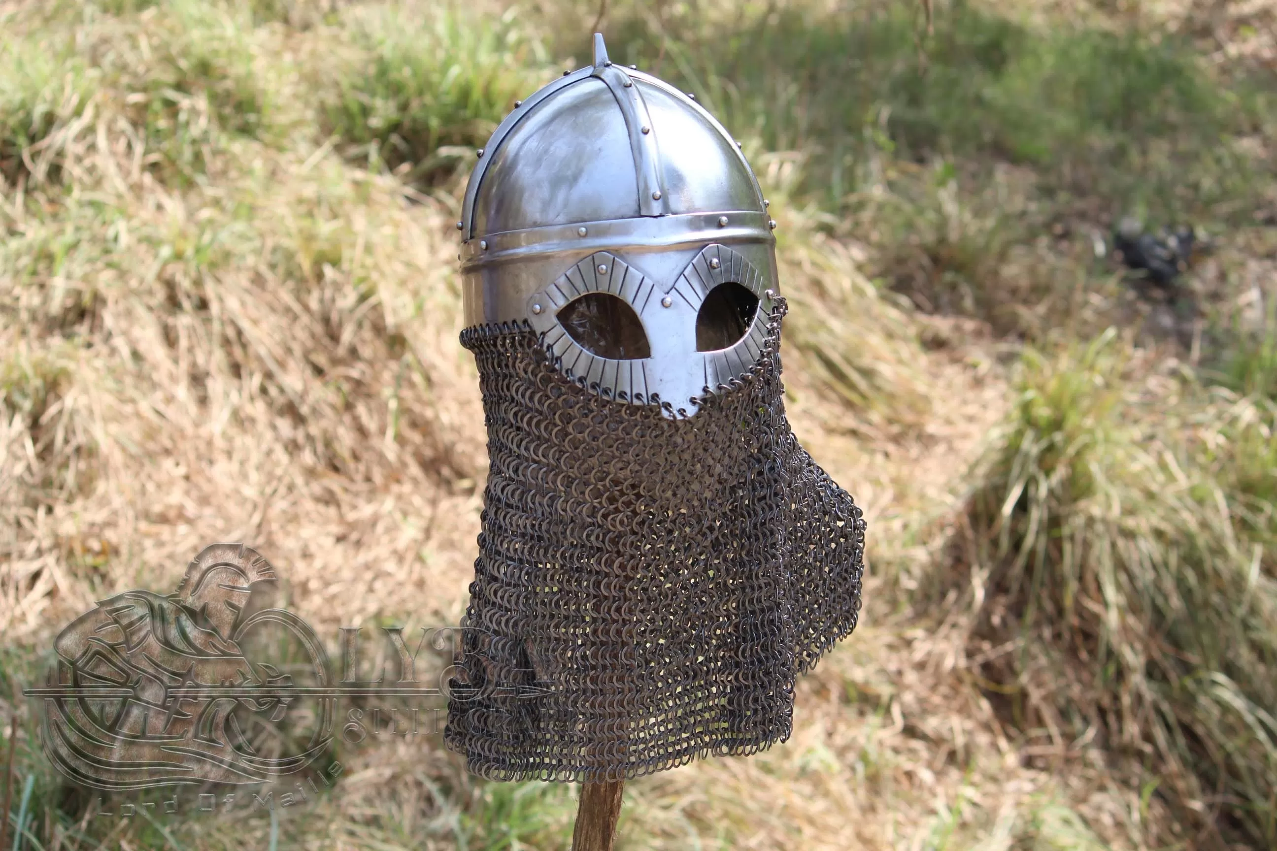 Gjermundbu Helmet Viking helmet, Berserker helmet, Viking period helmet With Chainmail