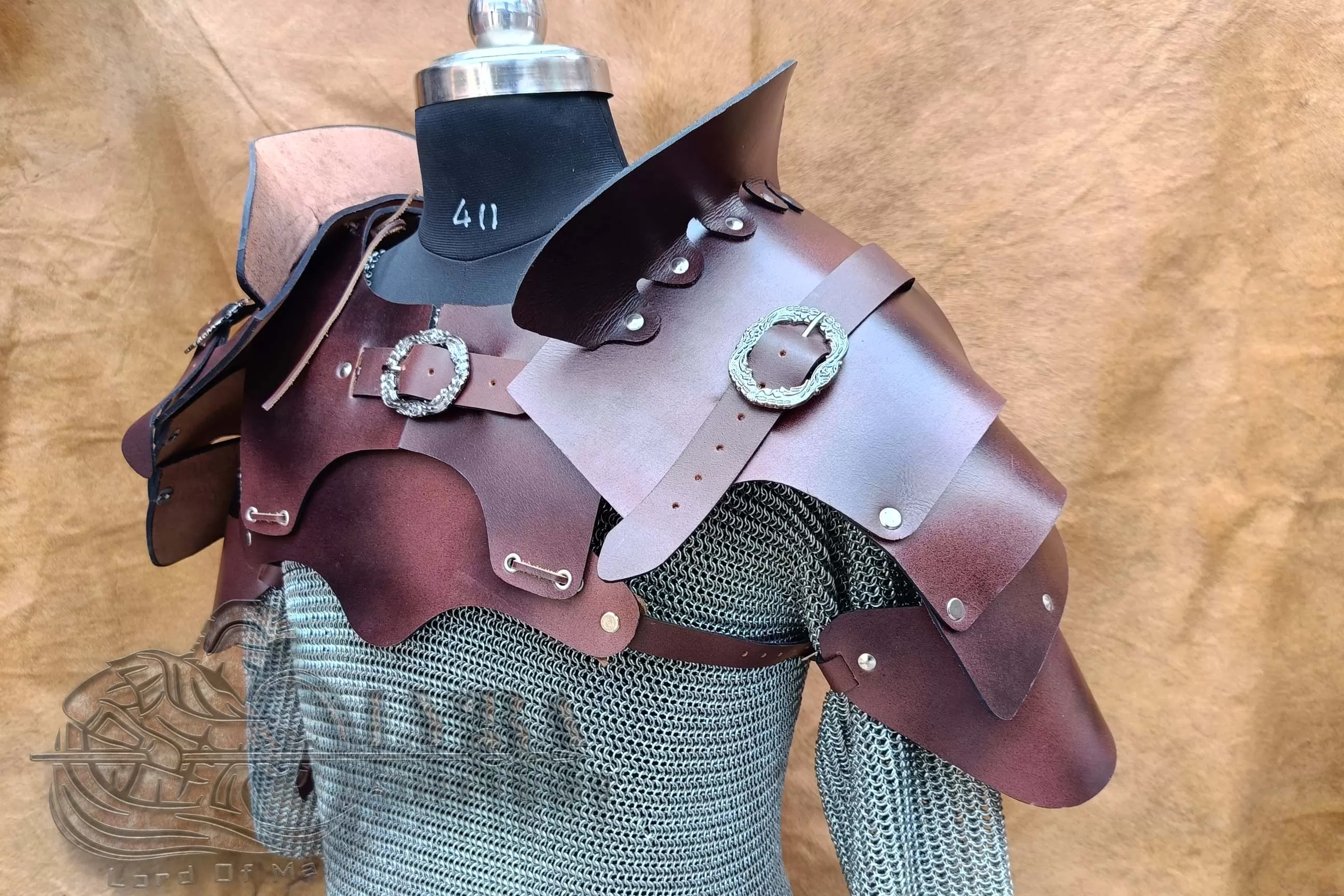 Leather Pauldrons with Gorget Rogue Armor Set- Double Shade Best For Larp Vintage Steampunk Faux, Unique Gothic Cosplay