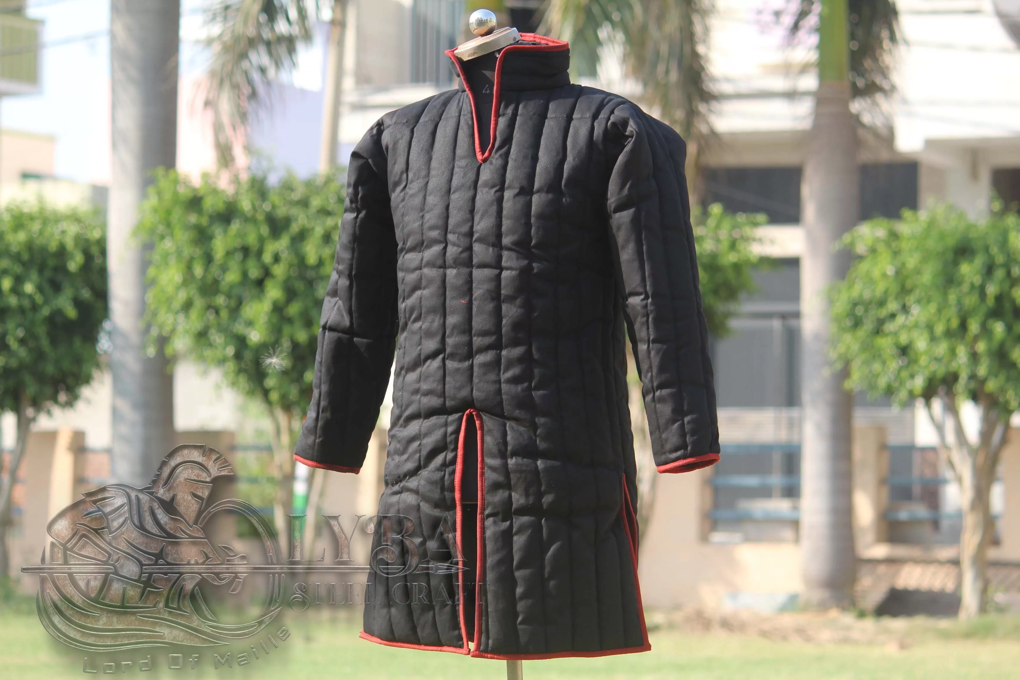 Medieval Gambeson for historical Costume & reenactments – Black & Red Edges 