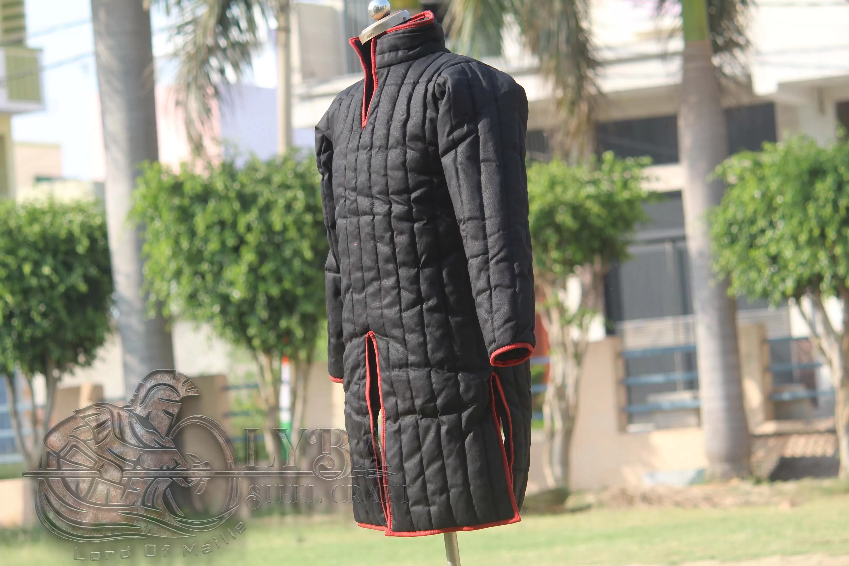 Medieval Gambeson for historical Costume & reenactments – Black & Red Edges 
