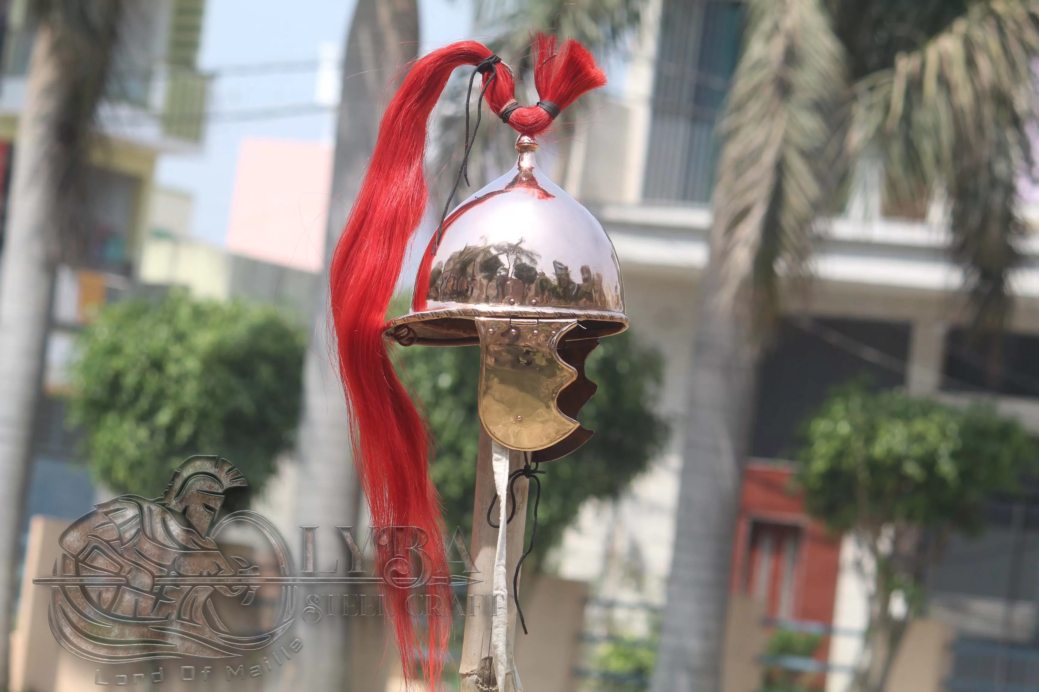 ROMAN MONTEFORTINO HELMET MADE OF 1.2MM BRONZE WITH LONG TAIL | SUMMER SALE