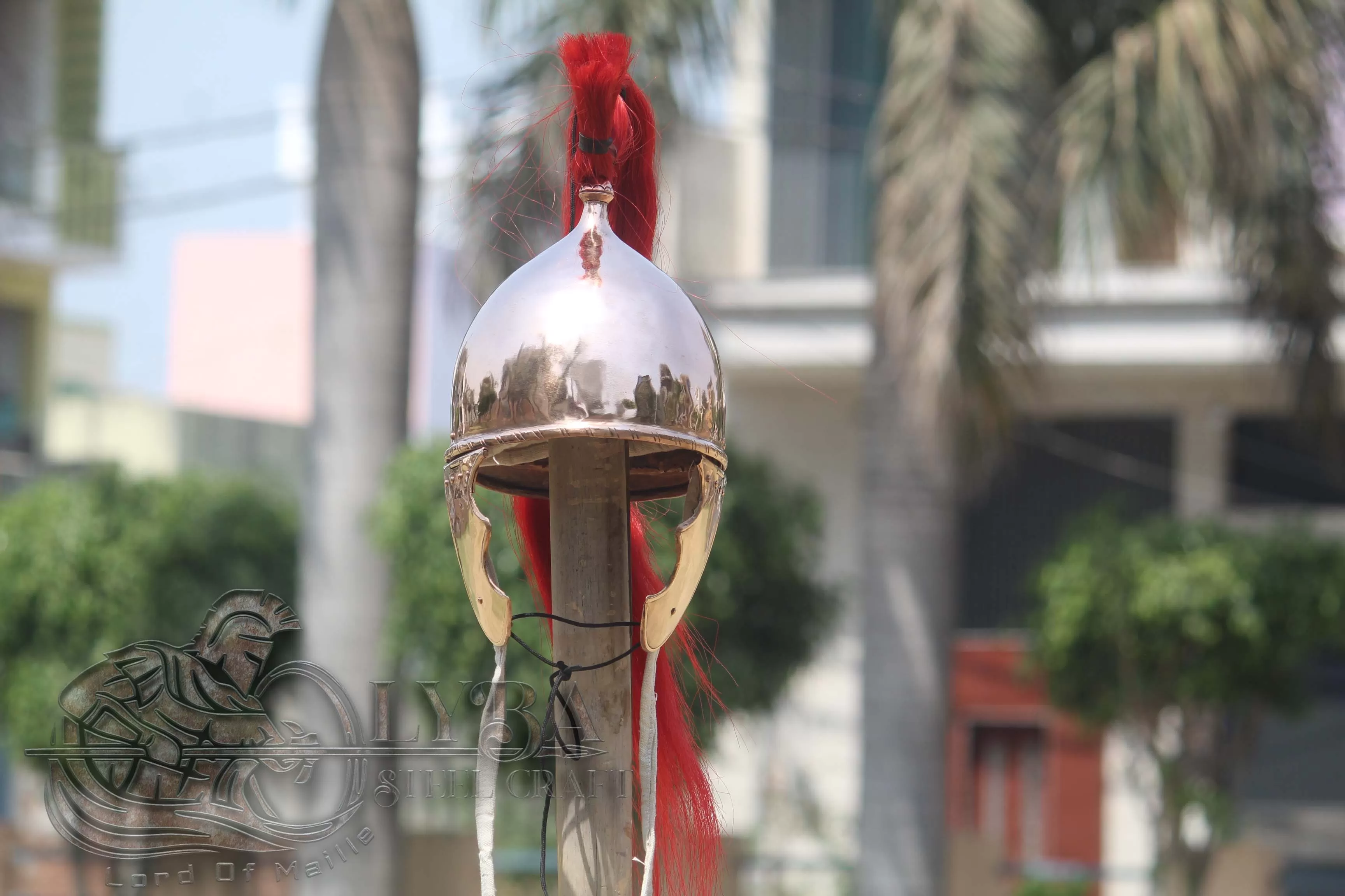 ROMAN MONTEFORTINO HELMET MADE OF 1.2MM BRONZE WITH LONG TAIL | SUMMER SALE