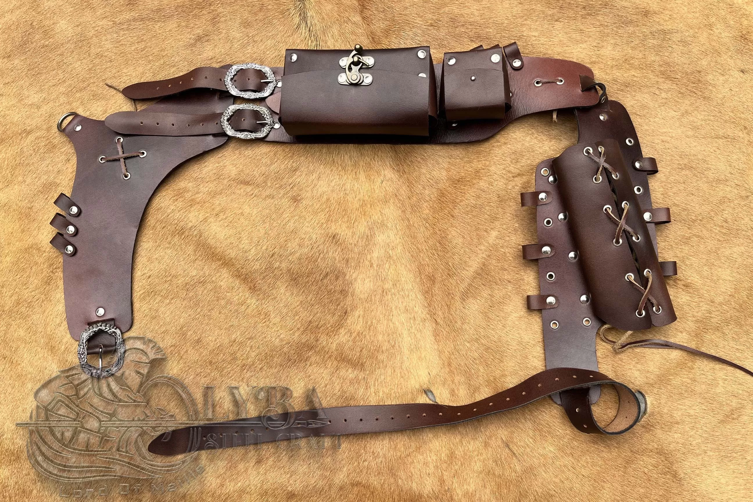 Leather Steam Punk Bandolier Set Double Shade Best For Larp Vintage Steampunk Faux, Unique Gothic Cosplay