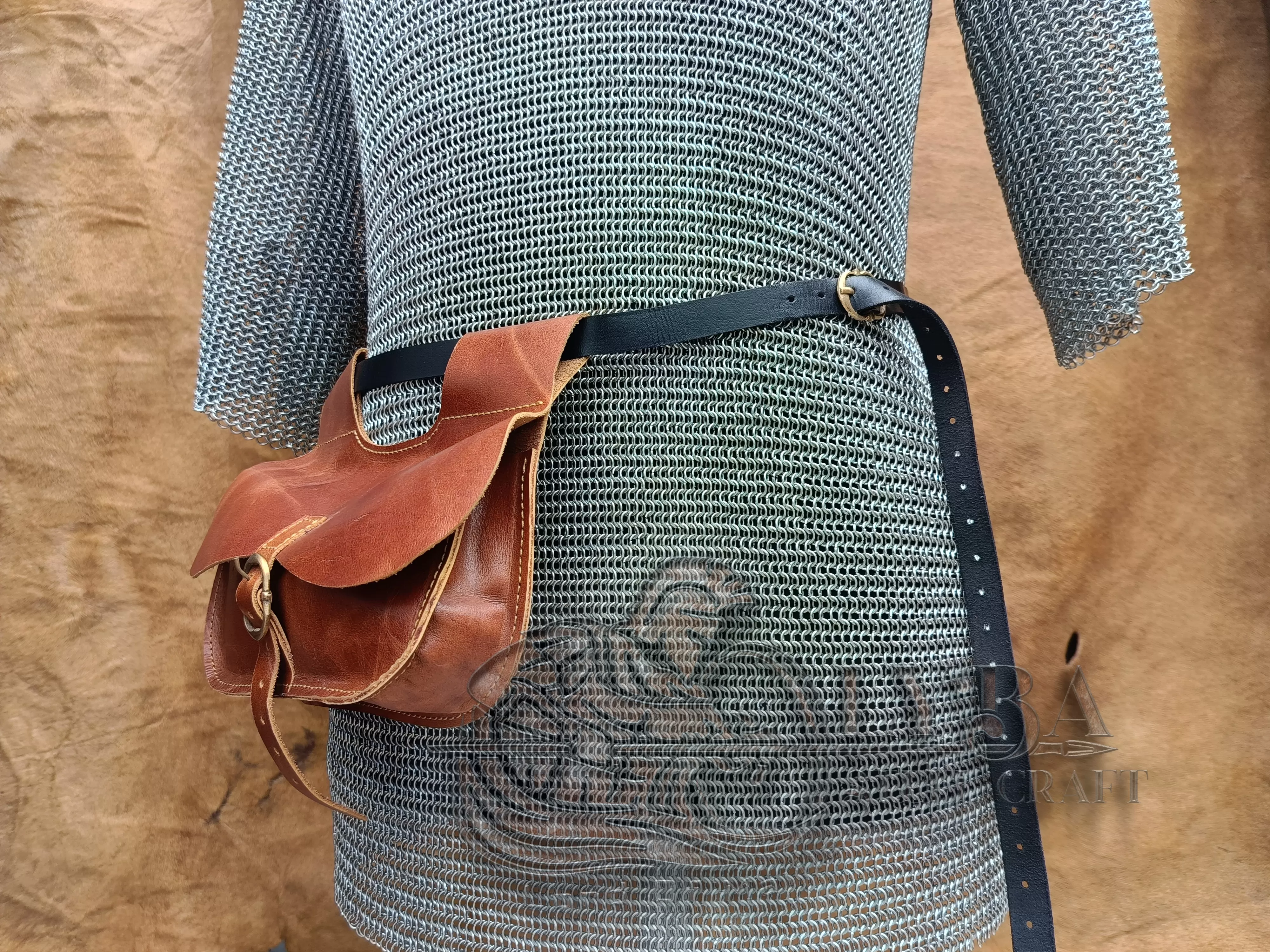 Medieval Buckled Leather Belt Bag