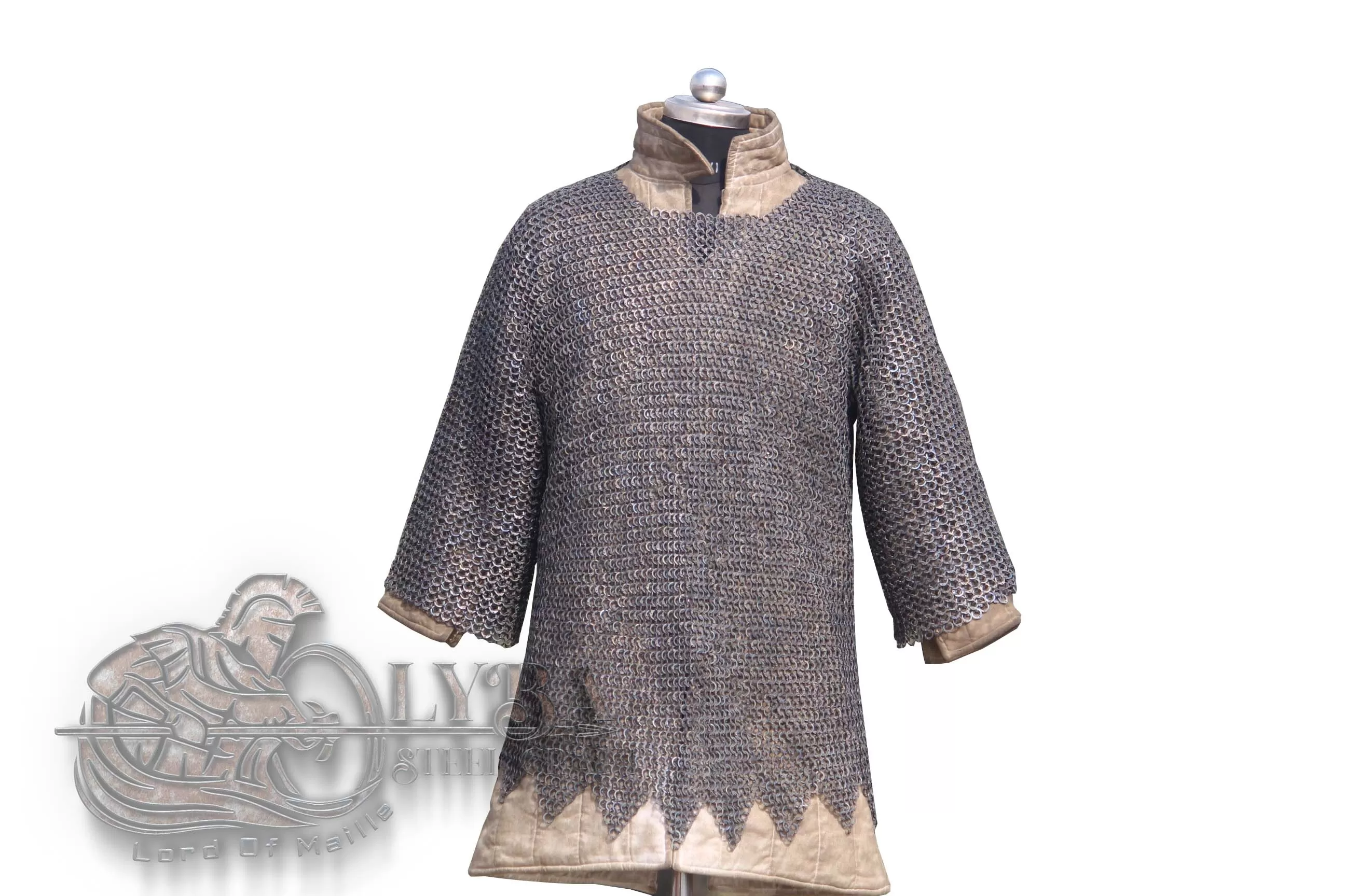 Titanium Chainmail Haubergeon | Medieval Armor Shirt with Zig-Zag Bottom | LARP, Cosplay & Reenactment Armor