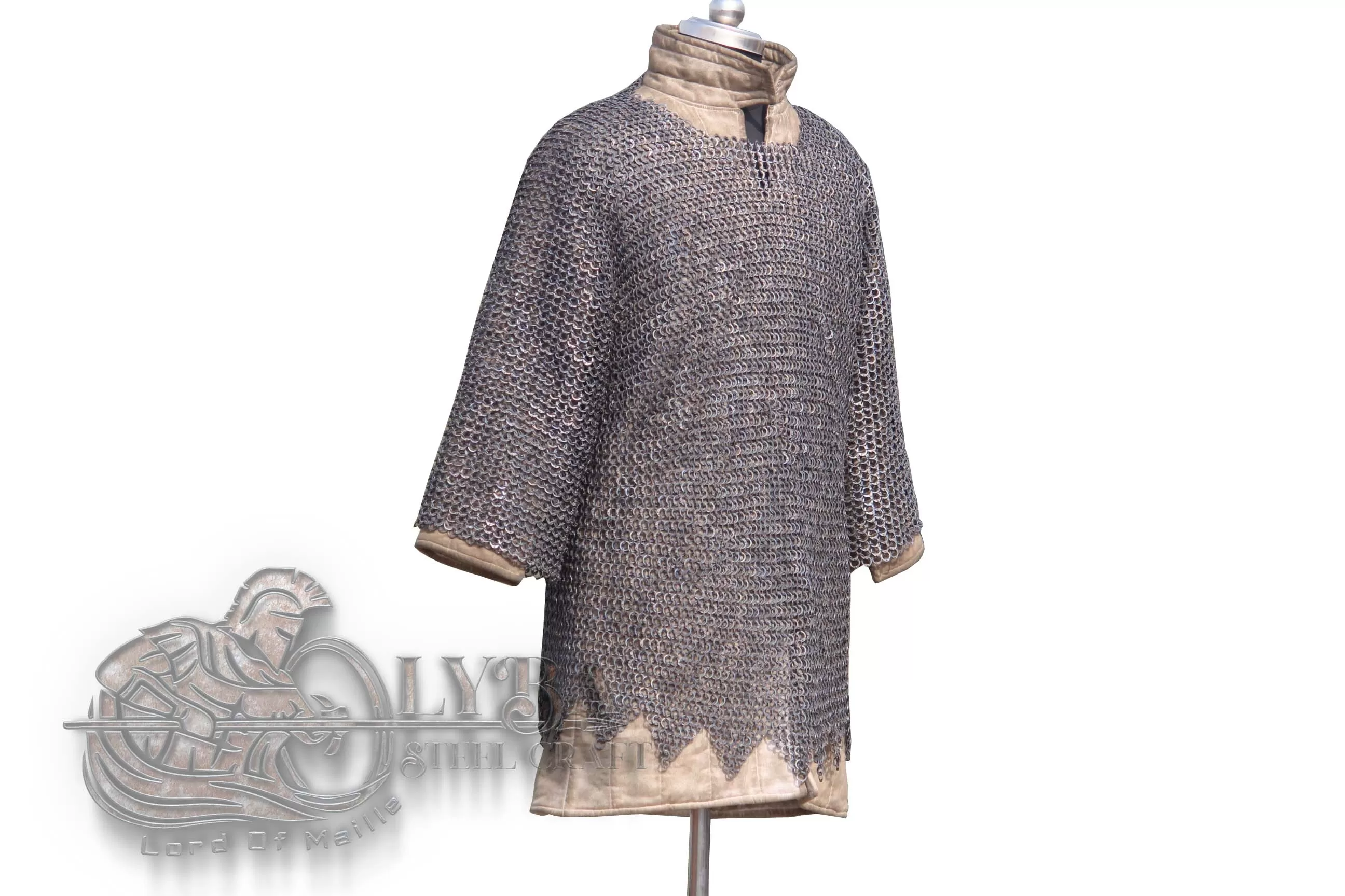 Titanium Chainmail Haubergeon | Medieval Armor Shirt with Zig-Zag Bottom | LARP, Cosplay & Reenactment Armor